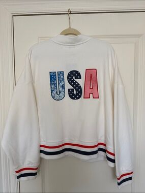 Joy Lab Oversized Fit USA Cropped Cardigan XL NWT